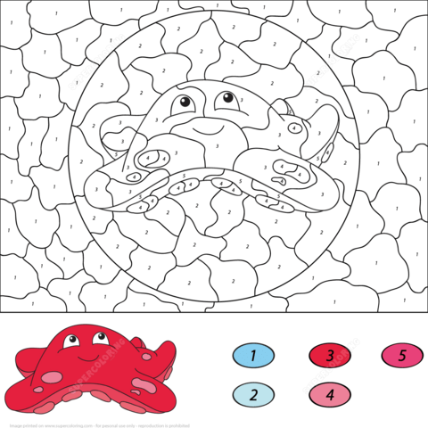 Cartoon Starfish Color By Number Coloring Page